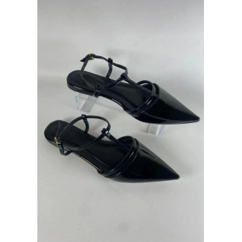 BİÇOMİ Canca Siyah Rugan Babet Ayakkabı