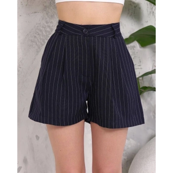 BİÇOMİ Çizgili düğmeli şort siyah s2551251