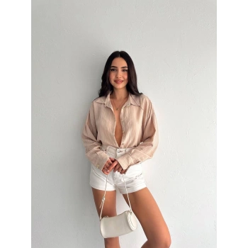 BİÇOMİ Çizgili oversize gömlek