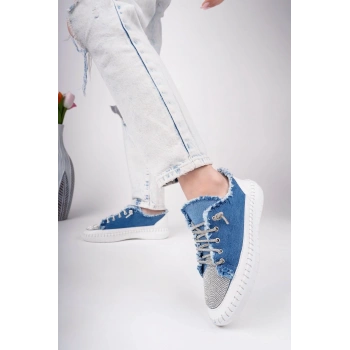 BİÇOMİ Enber Mavi Kot Bağcıklı Spor Ayakkabı