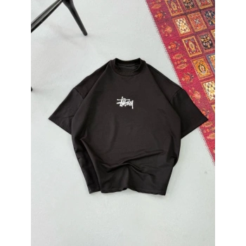 Biçomi Erkek Baskılı Oversize T-shirt - Siyah