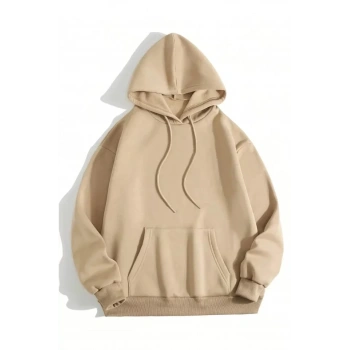 Biçomi Erkek Düz Kapüşonlu Sweat - Bej