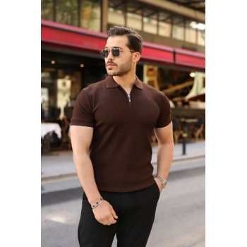 Biçomi Erkek Fermuarlı Yakalı Kısa Kollu Tshirt