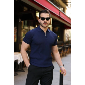 Biçomi Erkek Fermuarlı Yakalı Kısa Kollu Tshirt