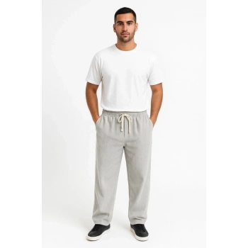 Biçomi Erkek Fitilli Kadife Cepli Buggy Pantolon Oversize Rahat Kalıp - Gri