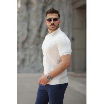 Biçomi Erkek Hemşire Yaka Kısa Kollu Tişört