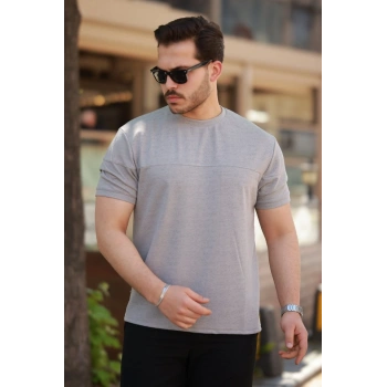 Biçomi Erkek Oversize Bisiklet Yaka Kısa Kollu T-shirt