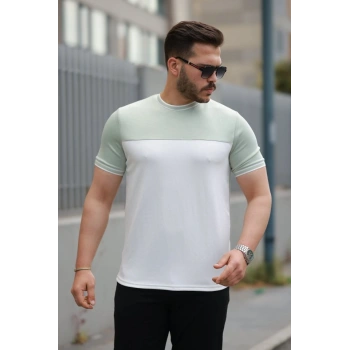 Biçomi Erkek Parçalı Renk Kısa Kollu Tişört