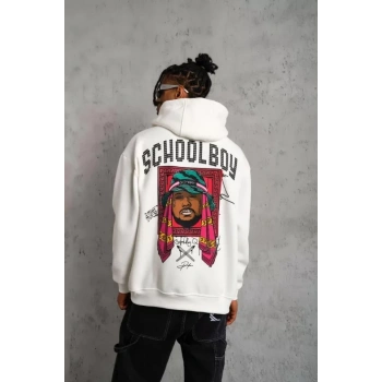 Biçomi Erkek SCHOOL BOY Baskılı Kapüşonlu Sweat - Beyaz