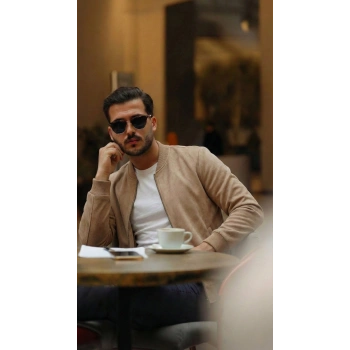 Biçomi Erkek Scuba Süet Kumaş Bomber Hırka