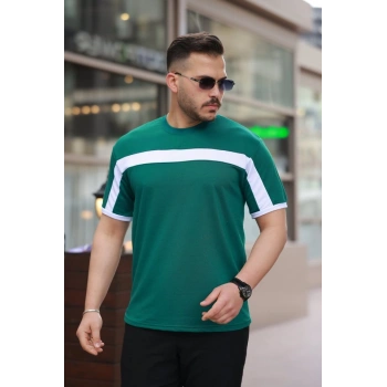 Biçomi Erkek şerit Detaylı Kısa Kollu T-shirt