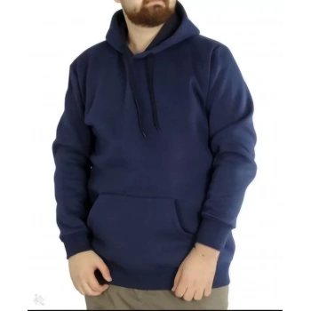 Biçomi Erkek Uzun Kol Kapşonlu Basic Sweatshirt Hoodie - Lacivert
