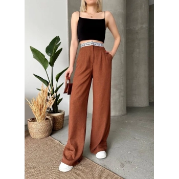 BİÇOMİ Flamlı kahve pantolon