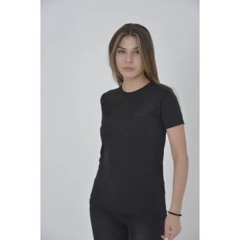 Biçomi Gögüs Fileli Slim Fit T-shirt - Siyah