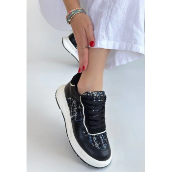 BİÇOMİ Hawer Siyah Cilt Bağcıklı Spor Ayakkabı