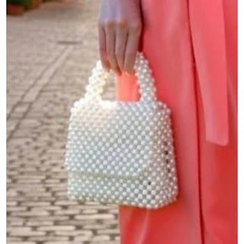 BİÇOMİ İncir el yapımı el çantası beyaz