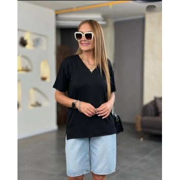 Biçomi Kadın Kısa Kollu V Yaka Bluz