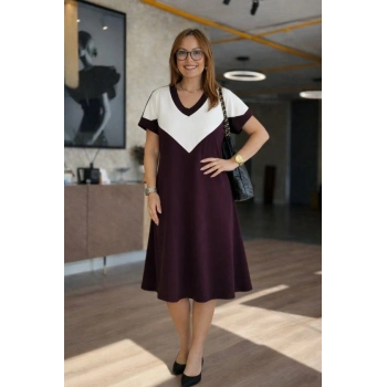 Biçomi Kadın Kısa Kollu V Yakalı Kısa Modal Elbise