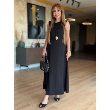 Biçomi Kadın Sıfır Kollu Maksi Viskon Elbise