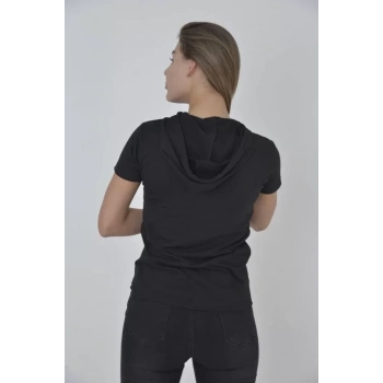 Biçomi Kapşonlu Slim Fit T-shirt - Siyah