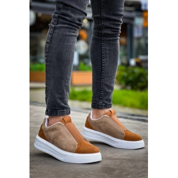 BİÇOMİ KB-007  Kuback  Vizon Taba Yüksek Taban Tek Bant Bağcıksız Günlük Erkek Ayakkabı