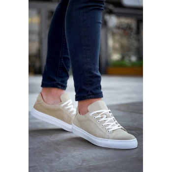 BİÇOMİ KB-122   Kuback Bej Süet Yüksek Taban Bağcıklı Günlük Erkek Ayakkabı