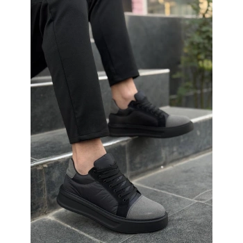 BİÇOMİ KB-X46 Kuback Siyah Gri Yüksek Siyah Taban Günlük Spor Ayakkabı