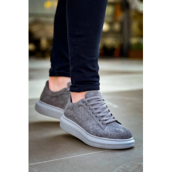 BİÇOMİ KB-X500  Kuback Gri Süet Yüksek Taban Bağcıklı Günlük Erkek Ayakkabı