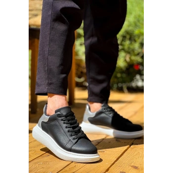 BİÇOMİ KB-X500  Kuback  Siyah Gümüş Yüksek Taban Bağcıklı Günlük Erkek Ayakkabı