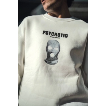 Biçomi Kışlık Bisiklet Yaka Baskılı SweatShirt - Beyaz