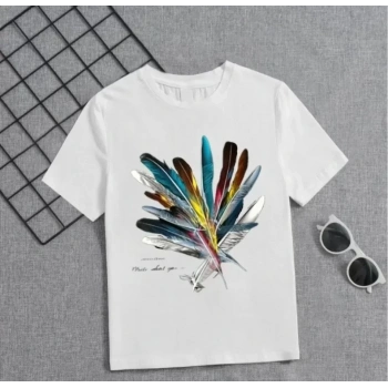 Biçomi Kız Çocuk Baskılı T-Shirt - Beyaz