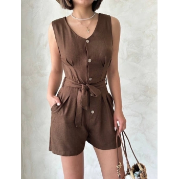 BİÇOMİ Kuşaklı şortlu tulum