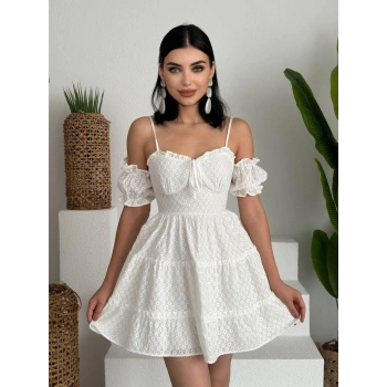 Biçomi Lucca Kolu Lastikli Mini Elbise