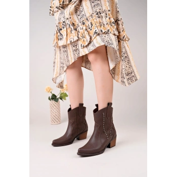 BİÇOMİ Matin Acı Kahve Cilt Topuklu Bot