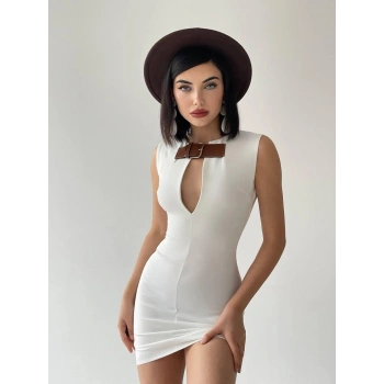 Biçomi Nadia Kemerli Mini Elbise