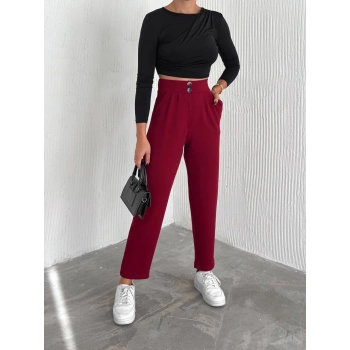 BİÇOMİ örme krep pantolon çift düğmeli