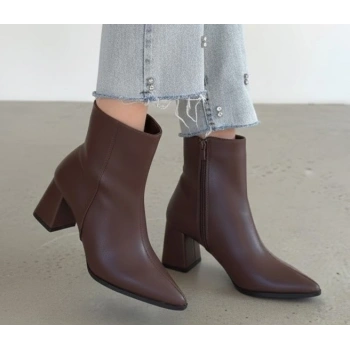 BİÇOMİ Oter Kahverengi Cilt Topuklu Bot