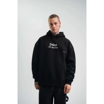 Biçomi POLIZEI Premium Kalite Kapşonlu Dijital Patchli SweatShirt - Siyah