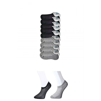 biçomi Siyah ve Gri Erkek Görünmez Çorap 9 çift