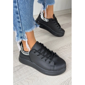 BİÇOMİ Sofio Siyah Cilt Bağcıklı Spor Ayakkabı