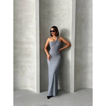 BİÇOMİ Tek omuz pliseli elbise