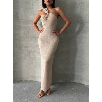 BİÇOMİ Tek omuz pliseli elbise