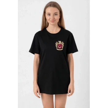 Biçomi Türk Arma Baskı T-shirt - Siyah
