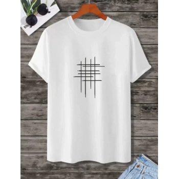 Biçomi Unisex Baskılı Oversize T-Shirt - Beyaz