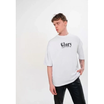Biçomi Unisex Bisiklet Yaka Baskılı Oversize T-Shirt - Siyah
