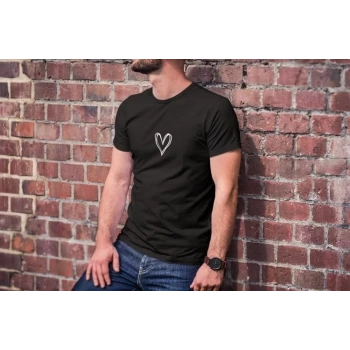 Biçomi Unisex Bisiklet Yaka Baskılı Oversize T-Shirt - Siyah