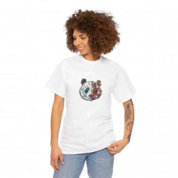 Biçomi Unisex Bisiklet Yaka Baskılı T-Shirt - Beyaz
