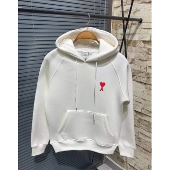 Biçomi Unisex Kapşonlu Baskılı Sweetshirt - Beyaz