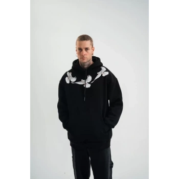 Biçomi Unisex Uzun Kol Bisiklet Yaka Yıkamalı SweatShirt - Siyah