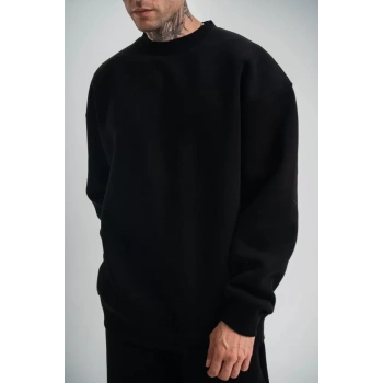 Biçomi Uzun Kol Bisiklet Yaka Basic SweatShirt - Siyah
